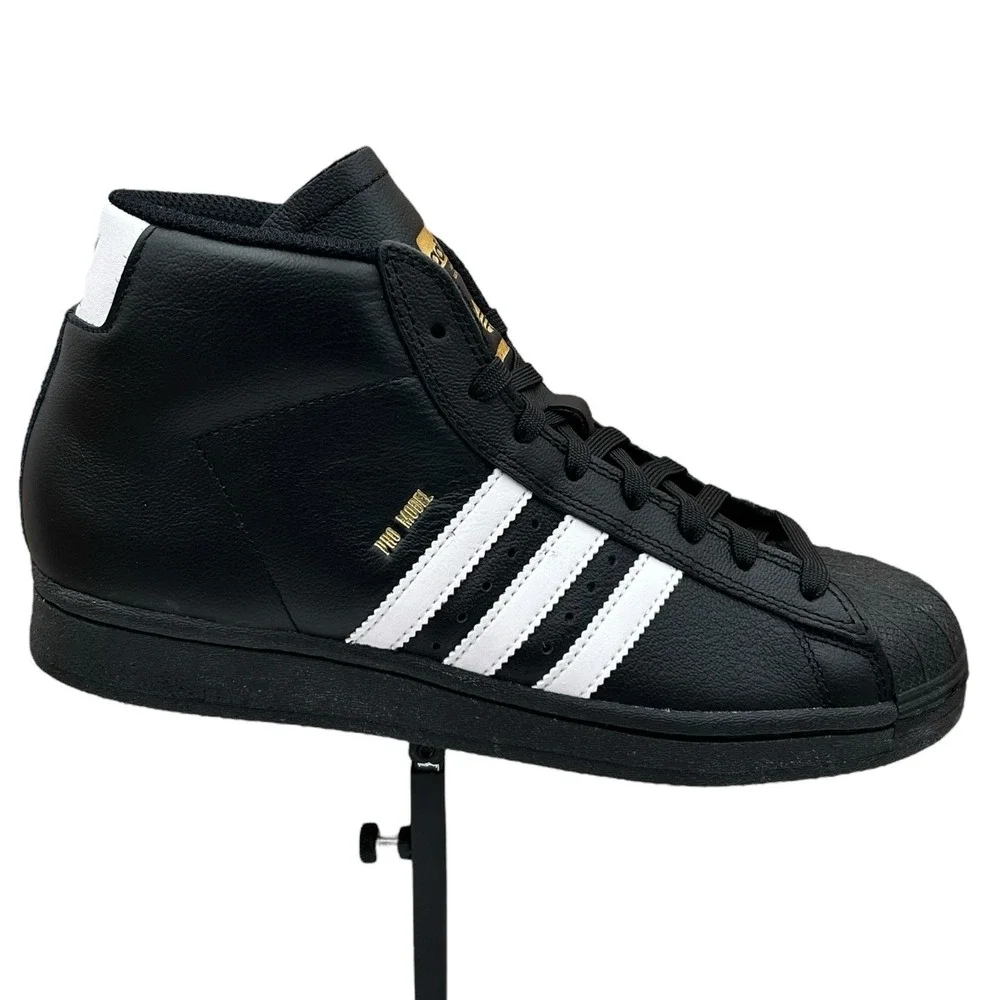 adidas Pro Model ADV High Top Leather Sneakers Men's 6/Women's 7-7.5 Black-White